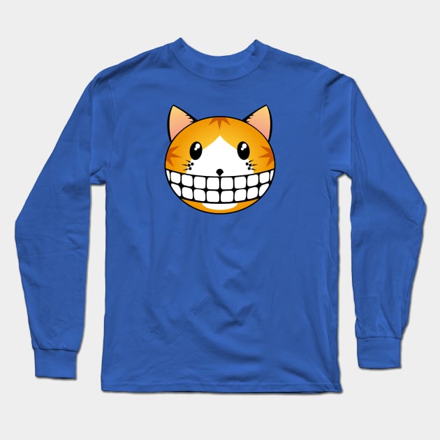 Cute Ginger Tuxie Kitty with Big Smile Long Sleeve T-Shirt by RawSunArt